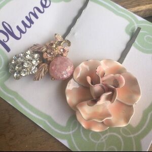 Romantic Floral Hair Pins Bridal Blush Pink Flower Clips